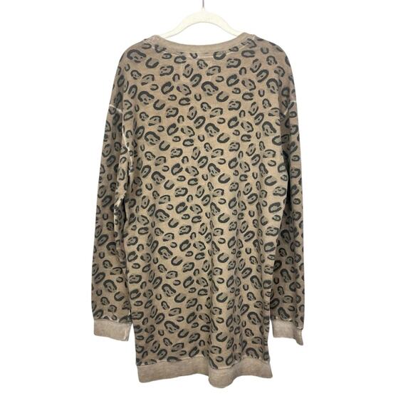 True Religion Long Sleeve Dress in Leopard sz M Cozy Cotton Blend Pullover Tunic - Picture 2 of 8